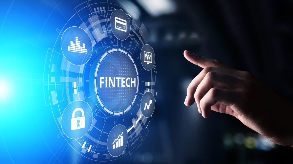 FintechZoom.io technology concept with digital finance icons, security, and data analysis, showcasing innovation in the fintech industry
