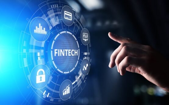 FintechZoom.io technology concept with digital finance icons, security, and data analysis, showcasing innovation in the fintech industry