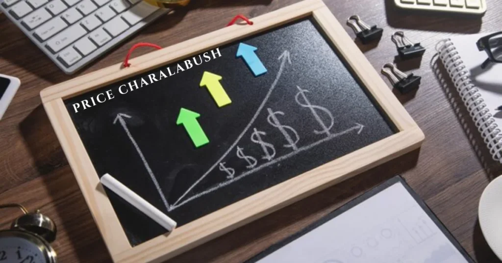 A chalkboard with an upward-trending graph illustrating price growth, with colorful arrows and dollar signs, symbolizing the concept of Price Charalabush. The image visually represents the increasing costs and trends related to Price Charalabush in the USA